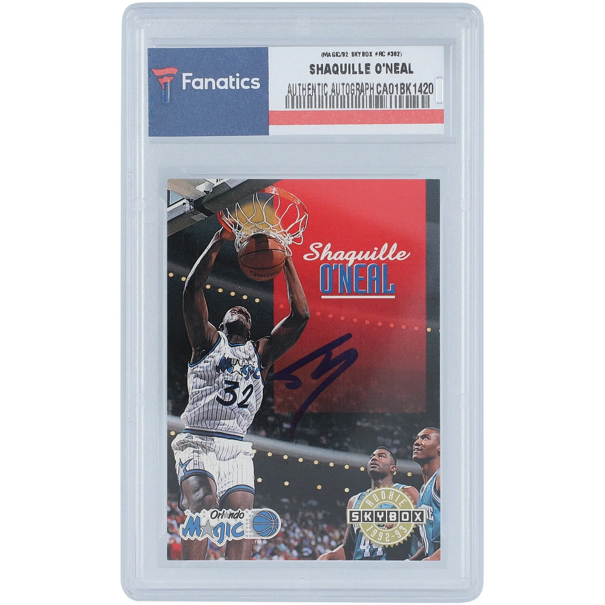 '- #382 Shaquille Skybox Autographed RC Certified Fanatics O'Neal Card Authentic Magic Orlando - 1992 Skybox