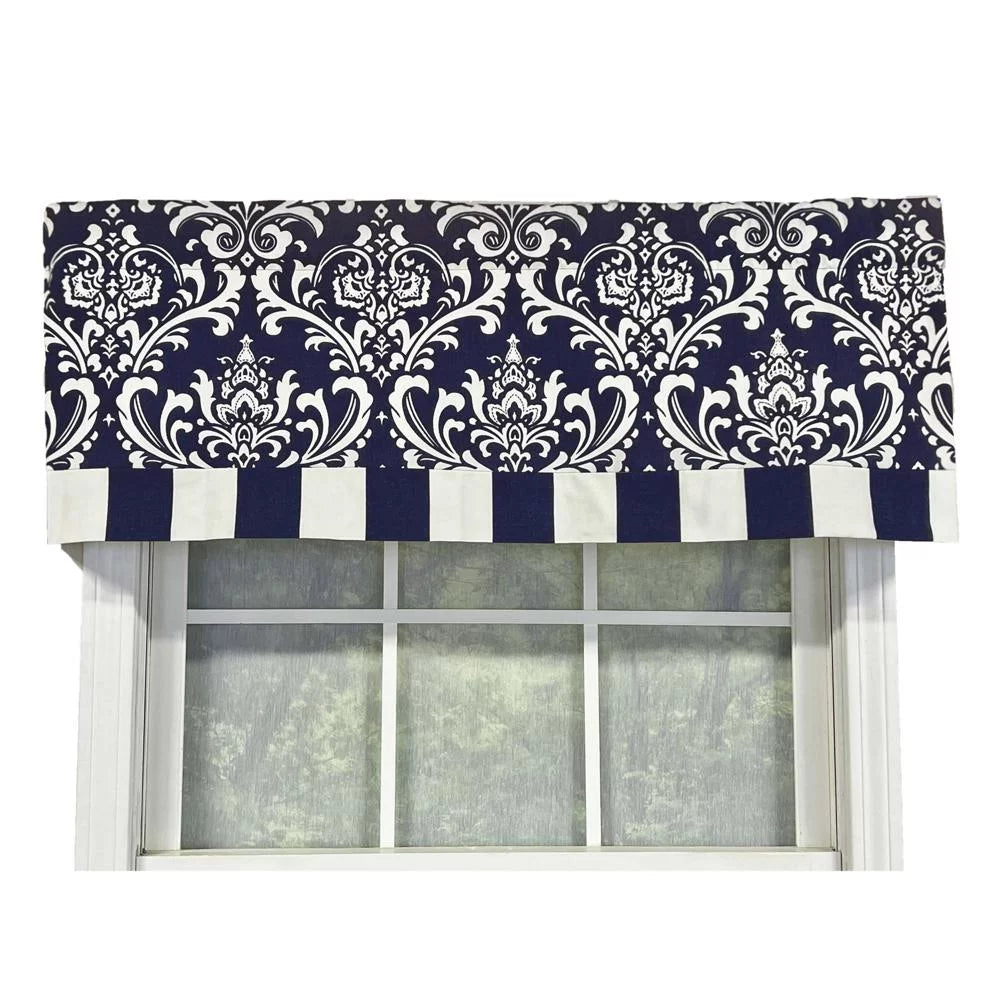 Home Banded Ozbourne RLF Pocket 3" by 50" Navy Valance design 16" x Rod