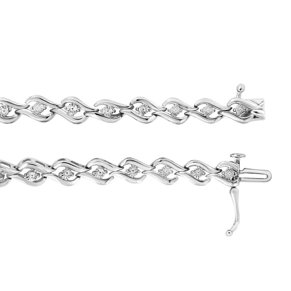 Color, .925 Link Silver Promo - Diamond Sterling 7.25" Clarity) Cttw Round-Cut I3 Bracelet 1/10 (I-J