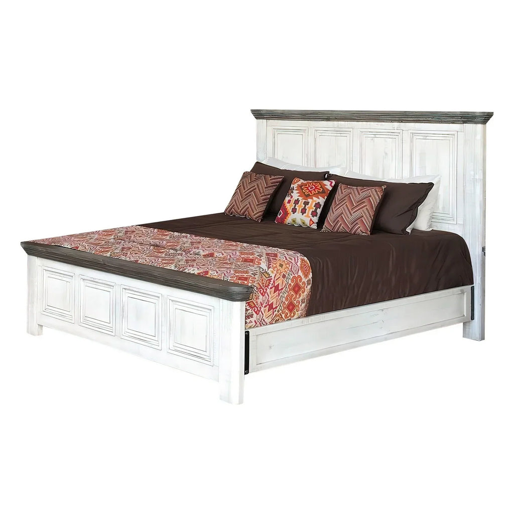 Queen White, Bed, Rustic dimension Benjara Footboard, Headboard Gray and Clean Feyi