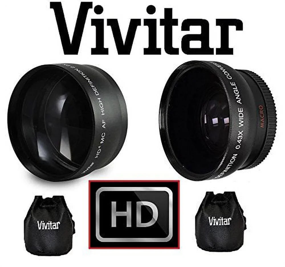 Lens Lens Panasonic Compatible) Set (58mm For Angle dimension & Wide Lumix 2-Pc Telephoto Kit DMC-G7H Hi-Def
