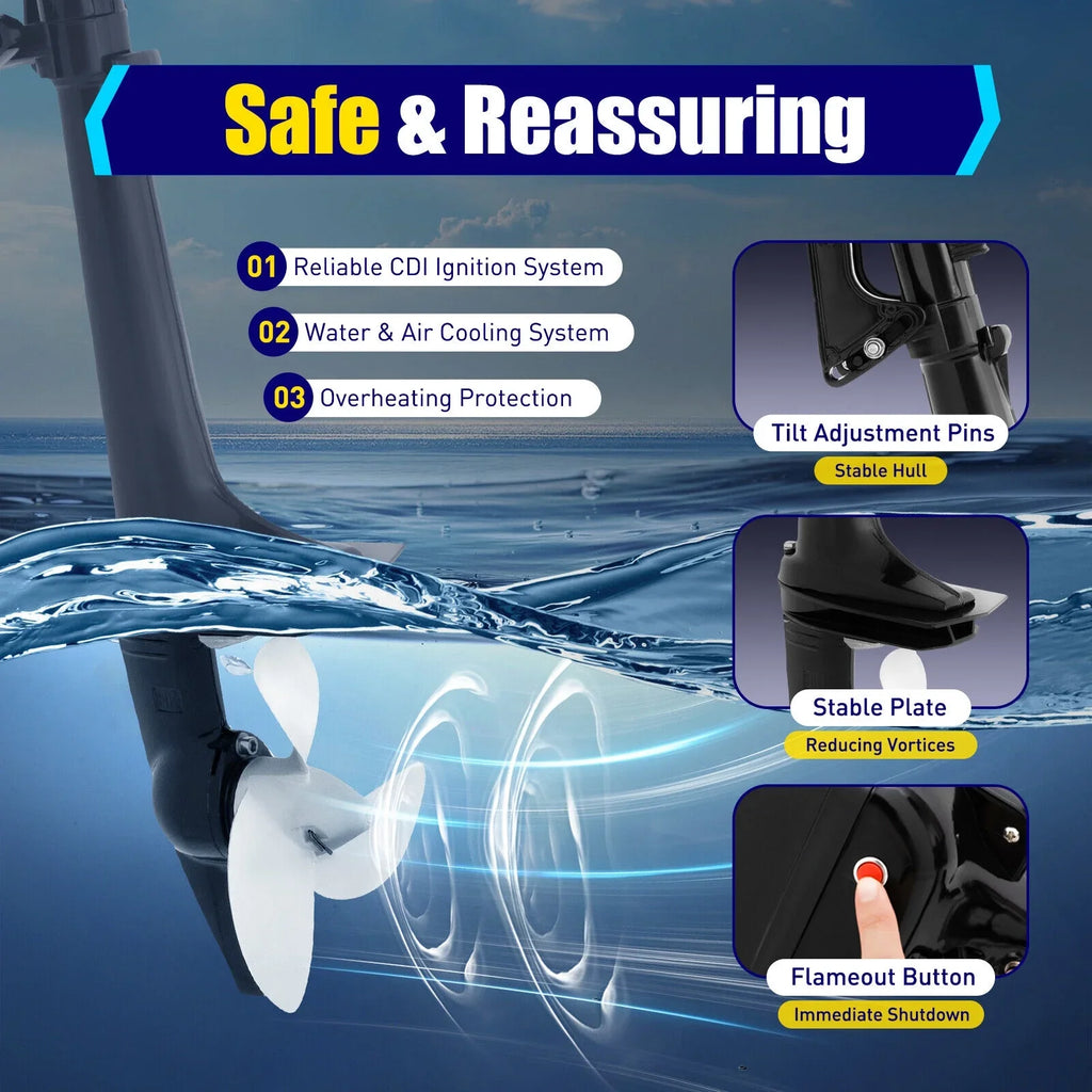 Boat liquid HP Motor Stroke Outboard Outboard Motor Engine 3.6 2 Cooling Boat 90cm/35.4in HANGKAI Fishing CDI