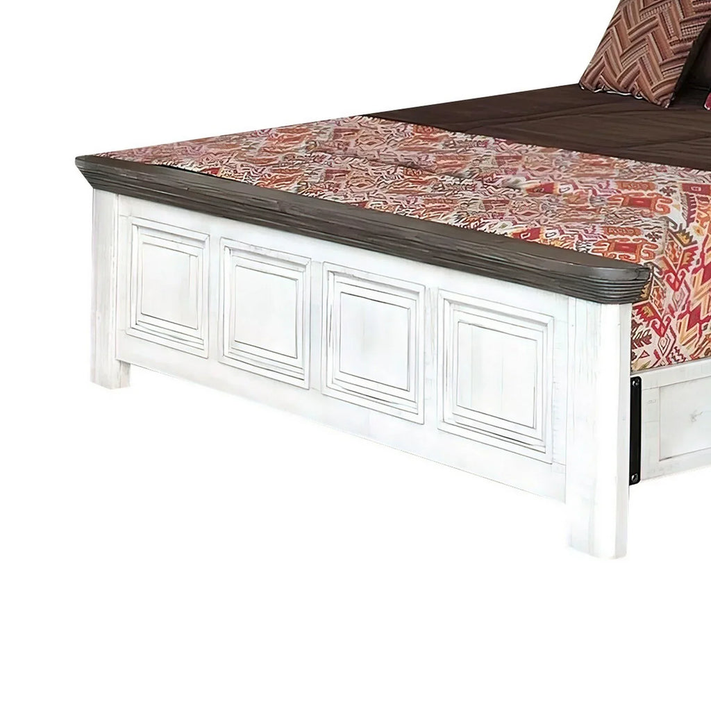 Queen White, Bed, Rustic dimension Benjara Footboard, Headboard Gray and Clean Feyi