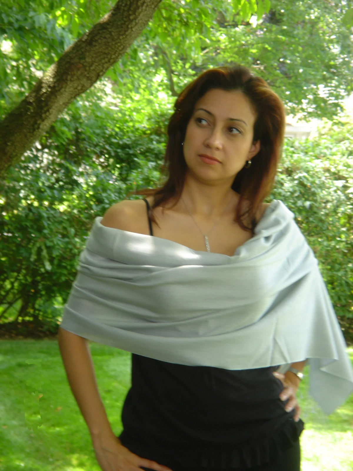 Scarf/Wool/Silk Grey) Shawl/Cashmere/Cashmere Scarf/Pashmina (Silver Scarf/Scarves/Shawl/Shawls/Stole/Wrap/Pashmina
