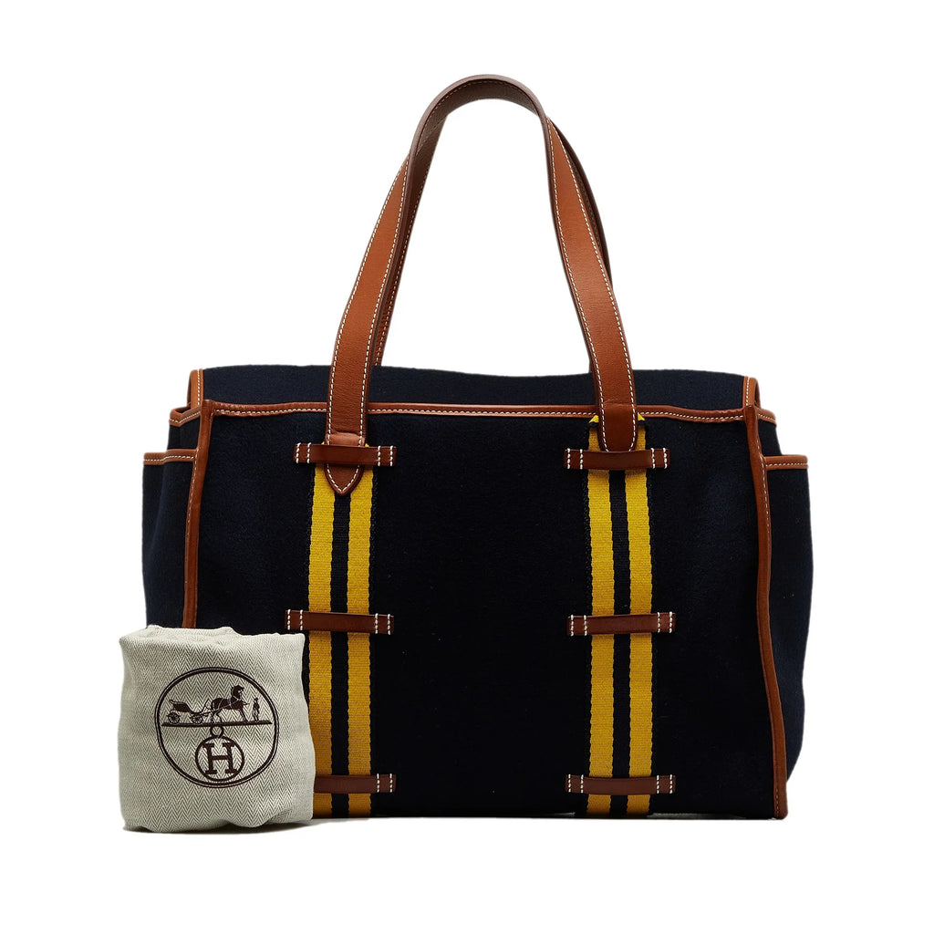 (Good) Bag Cabas Hermès Tote Wool Unisex Fabric Camail Pre-Owned Authenticated Blue