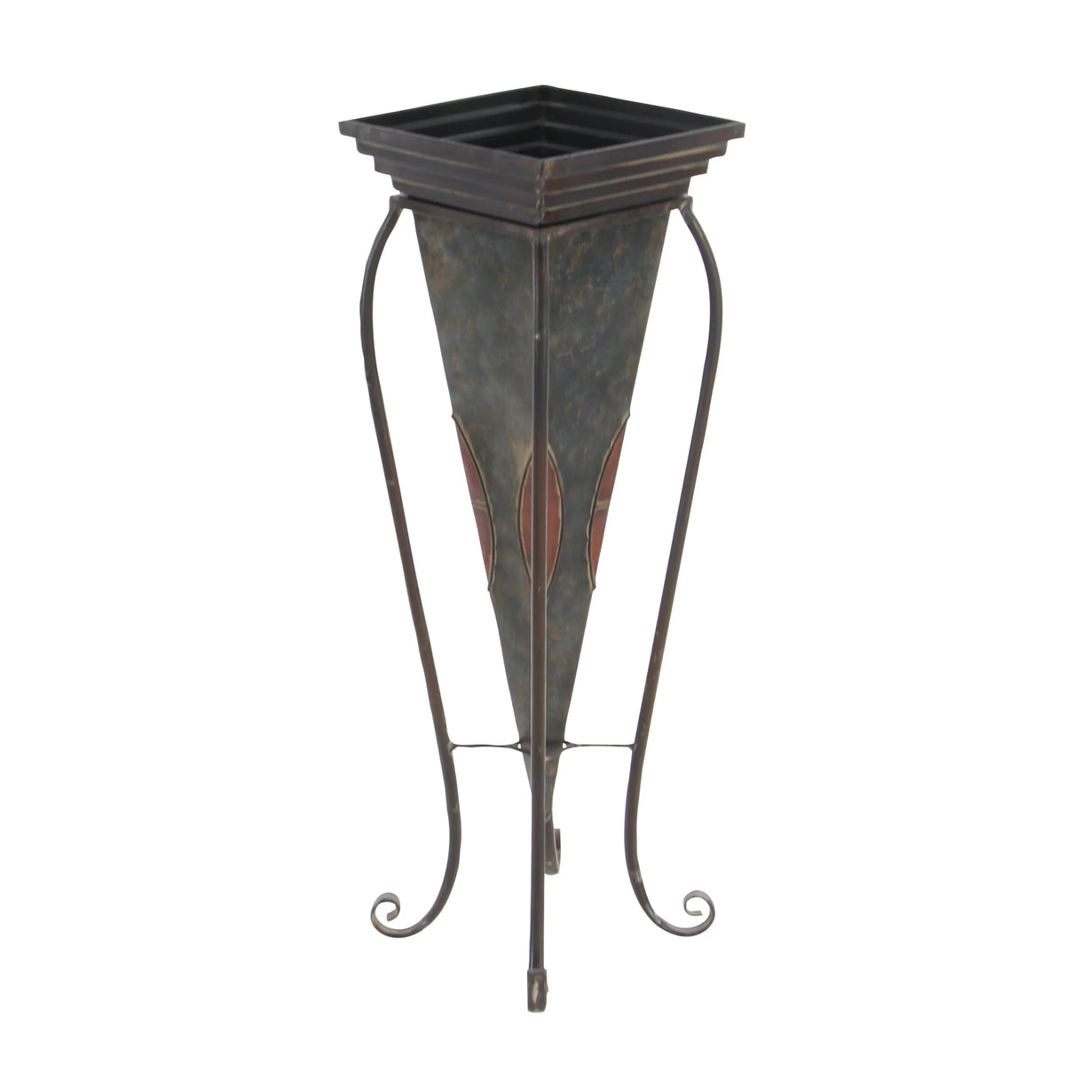 Metal exterior DecMode Brown Count) 30", with Scroll 28"H Stand Planter (2 Indoor