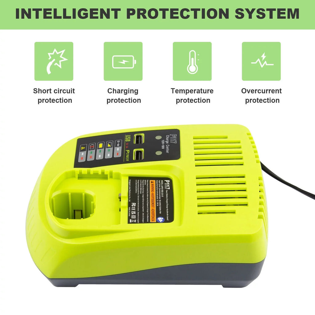 P106 18Volt High Battery Charger Lithium-Ion US P108 For P117 Capacity RYOBI 18V