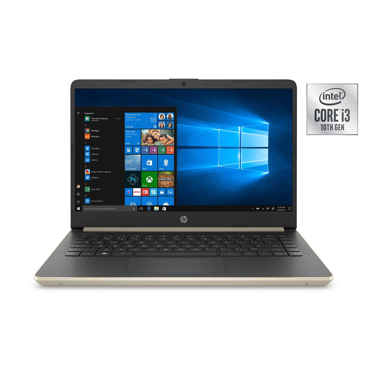 Pale 128GB Gold, SDRAM, Laptop, SSD, 4GB HP 14" Intel 14-DQ1038wm Restored (Refurbished) Core i3-1005G1,