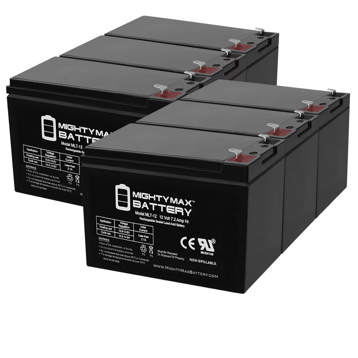 ZS06 SLA Pack 12V - GP1272 Battery Replaces 7.2AH Sea-Doo 6 EVX1272F2
