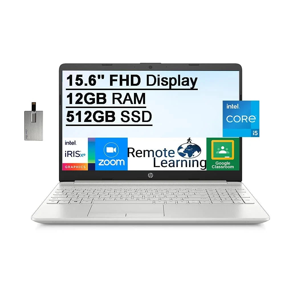 RAM, Silver, 32GB Card USB Computer, Windows 10, Xe 15.6" 512GB SSD, Iris Intel Webcam, 2021 PCIe Laptop HP Graphics, HD Stereo FHD 12GB Gen Speakers, i7-1065g7), Core 11th i5-1135G7(Beats Intel DDR4