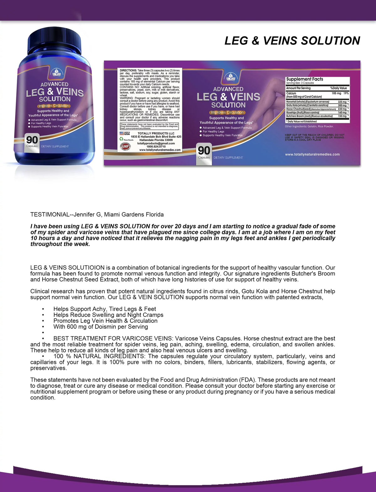 Solution Healthy & Legs Vein Circulation Capsules) for (90