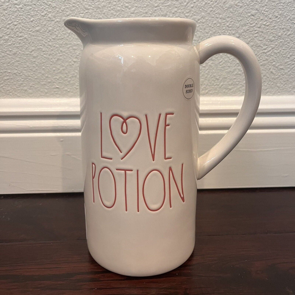 Ivory for Reverse Red Rae love has Dunn Valentine's H Letters LOVE 9" Double-sided LL Ceramic recipe POTION side Pitcher Day with
