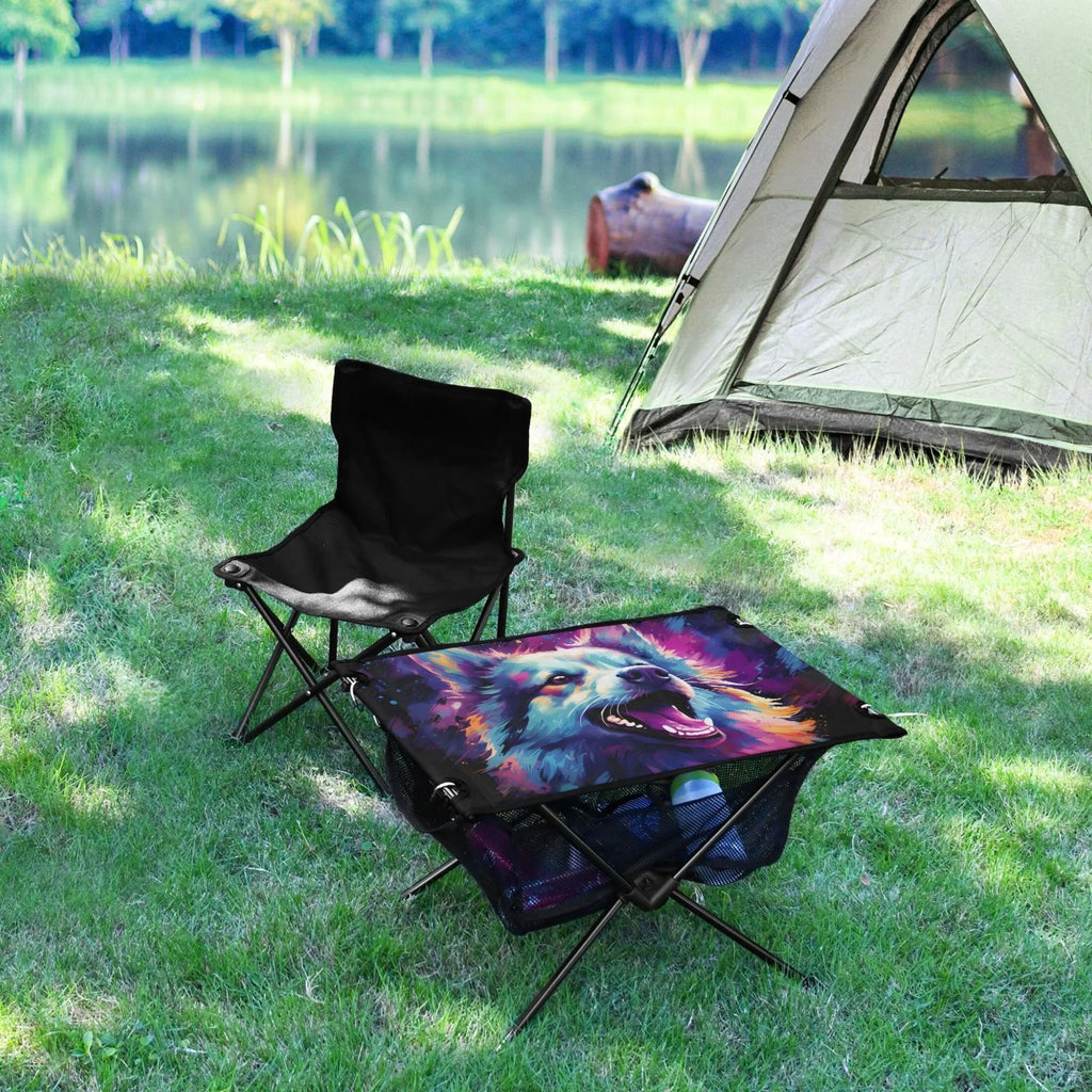 Table Cool Picnic Beach with Compact Hiking Fishing Portable Foldable Abstract Wolf for Table exterior BBQ Storage Table Camping Bag