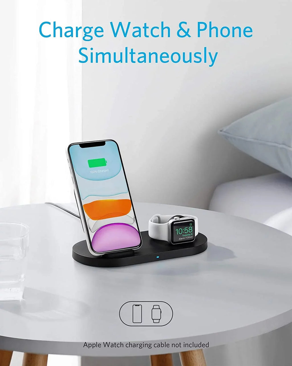 11 Anker Sense Charging 11, 2-in-1 Charger, Not Wireless iPhone Station SE/6/5/4/3/2/1, Charging Holder Pro Cable Watch Charging QC Watch (Watch PowerWave 2020, with with Included) SE Stand for