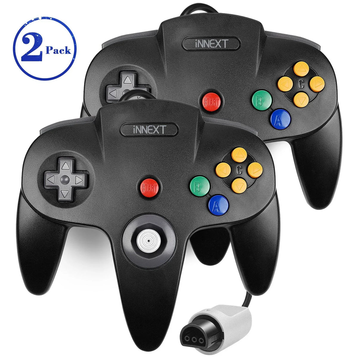 Ultra for N64 Video 2 N64 System Classic Joystick 64 Game 64-bit iNNEXT (Black) Game pad N64 Pack Console Controller, Wired