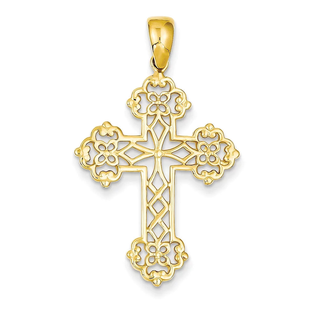 Cross Beautiful Pendant Budded 14K Lacey