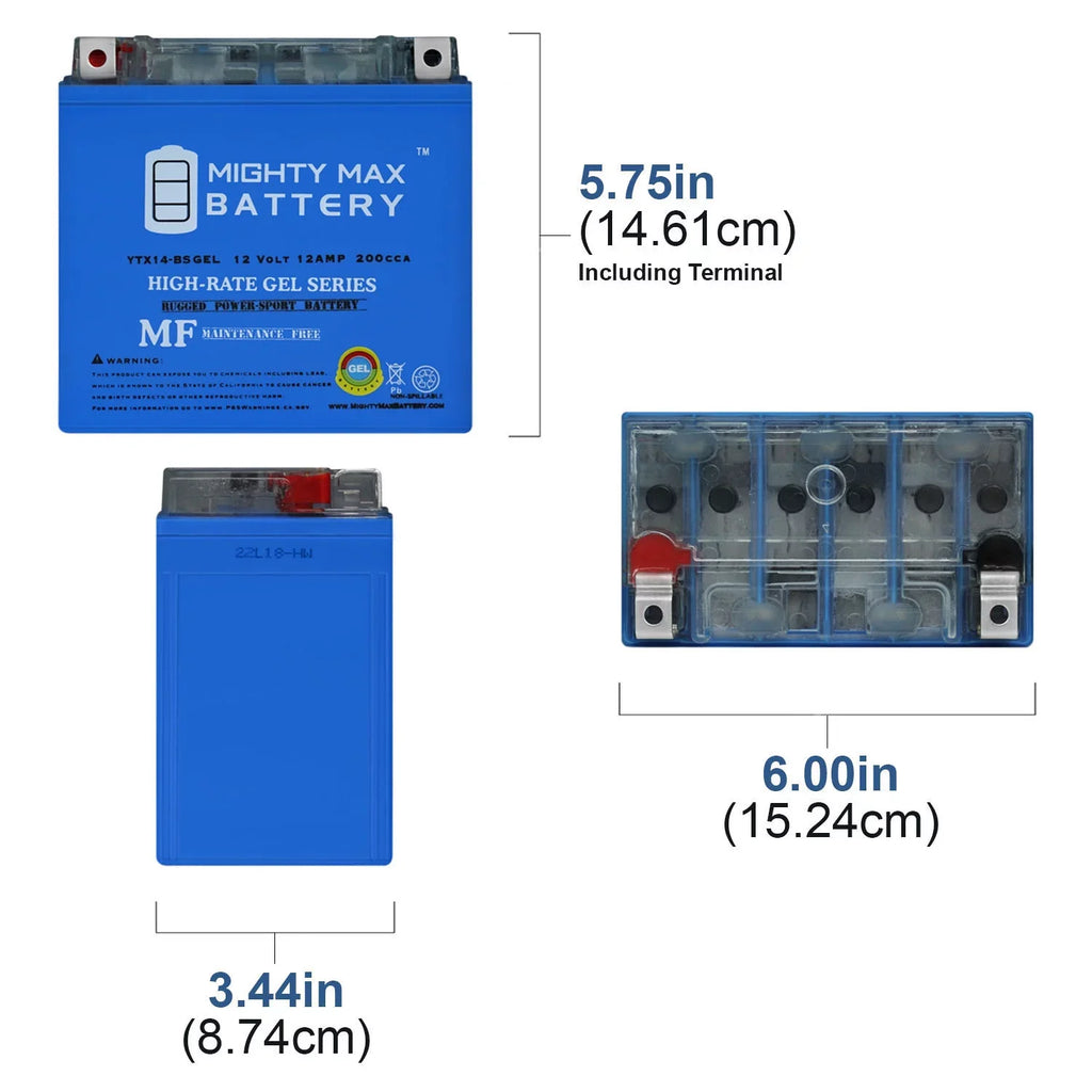900 Aprilia Dorsoduro GEL Replacement for YTX14-BS 2017 Battery