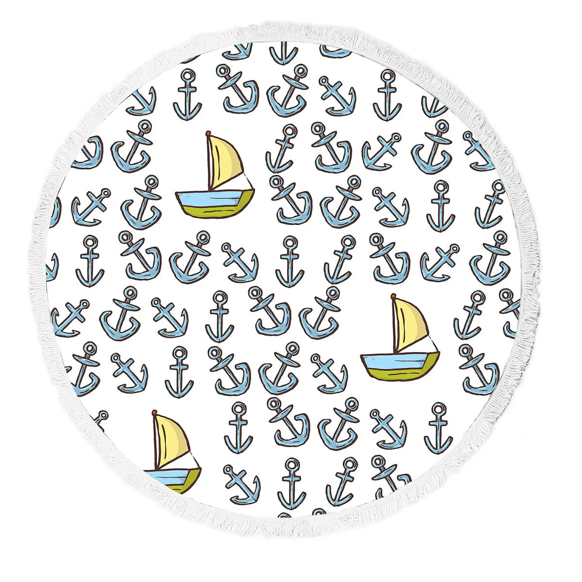 Anchor Mat Blanket Blanket Sketch Beach White Throw Boats Tassels Towel with Beach Beach ABPHQTO Towel Picnic Yoga