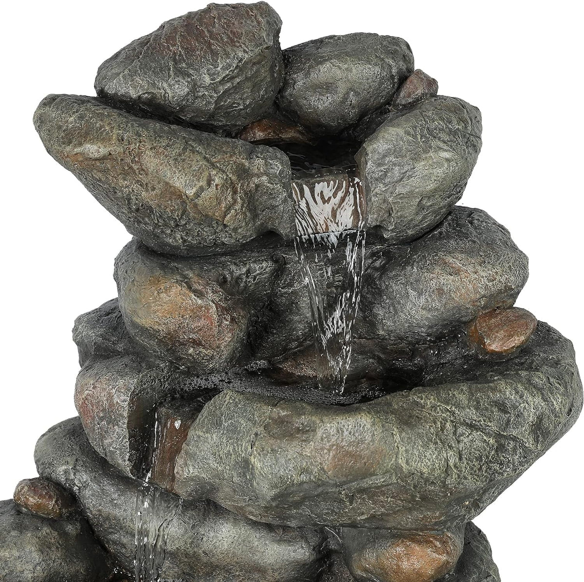 Stacked Fountain Rock Resin Decorative Garden Fountain Cascading exterior Courtyard Layer Backyard Waterfall 4 Fountain, For Floor