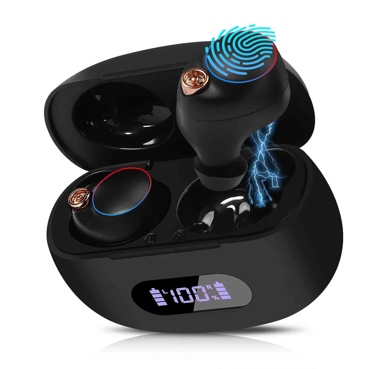 '+ Wireless Dual IPX5 Case, Pro Connection, Water Bluetooth Balanced, Earbuds Compatible Lenovo Bass Connect, Bluetooth 5.2 Black, Boost K12 Charging UrbanX Resistance, with True