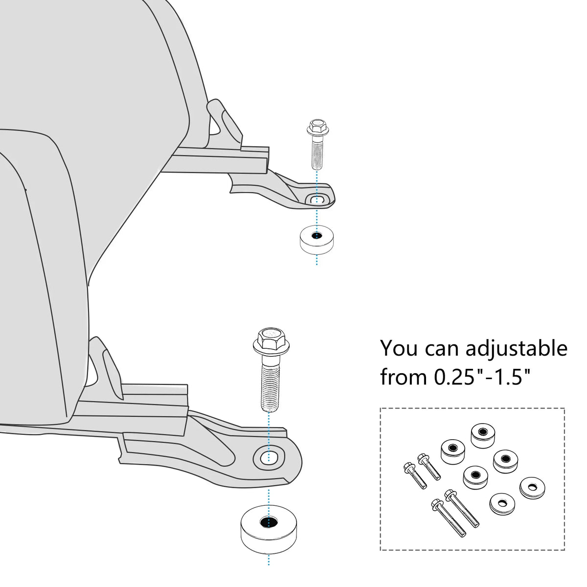 2006-2021 WEISEN | Toyota CNC Cruiser Seat 1-1/2'' 1/4" FJ | To Billet Kits Seat Lift Spacers - Rise Fit