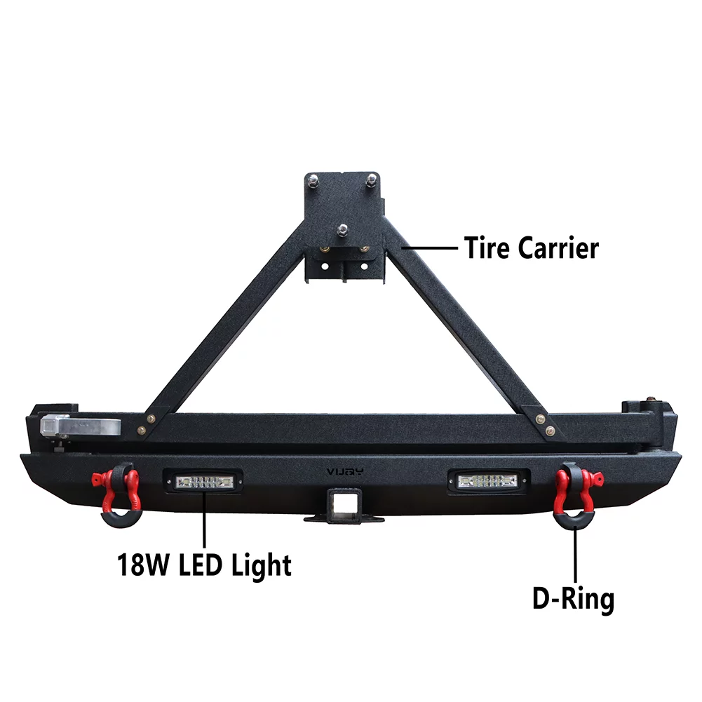 1984-2001 XJ Steel Bumper Carrier Ronghui & Lights Jeep Rear Tire W/Spare Cherokee For