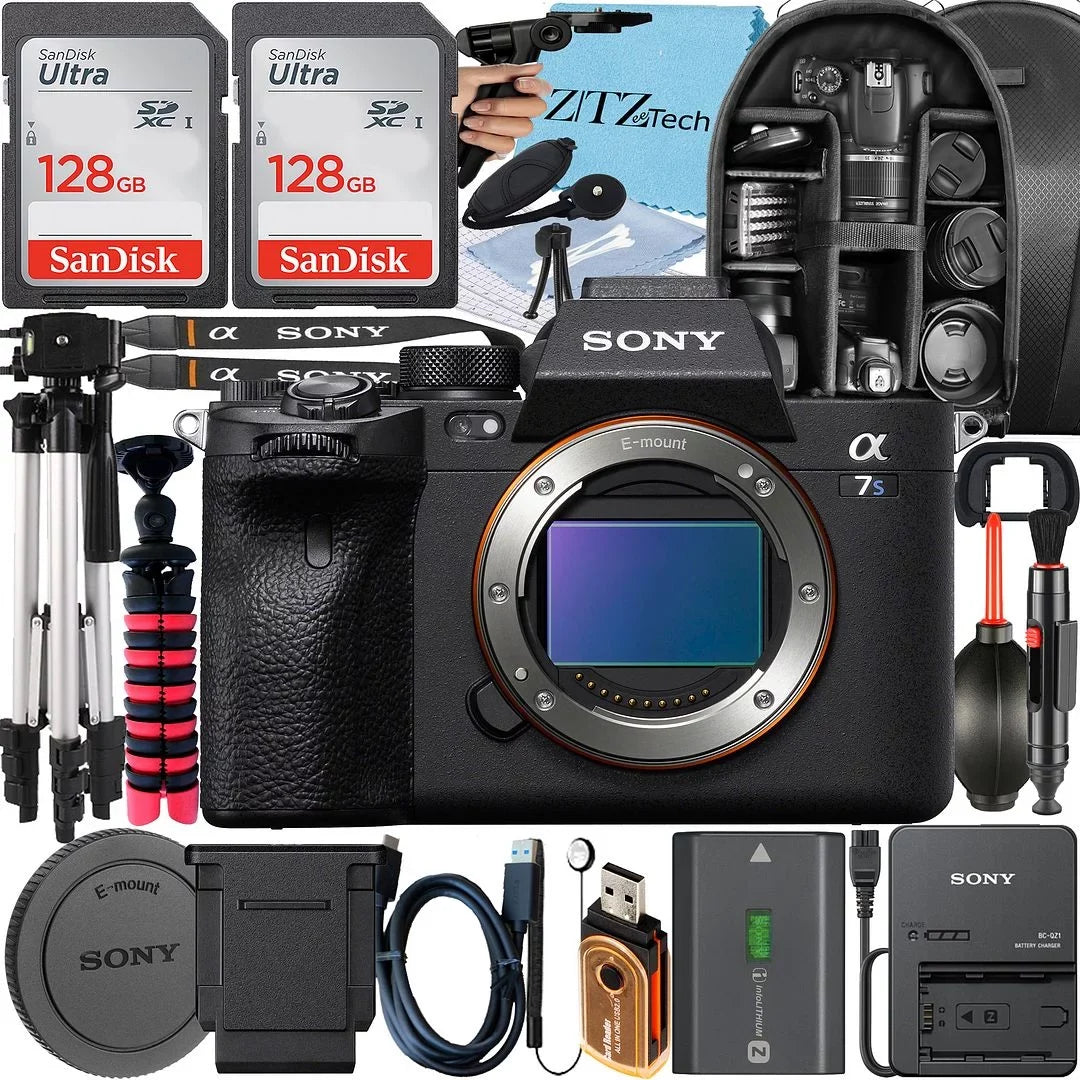 '+ Tripod a7S Bundle Card Pack Accessory Backpack III 128GB Memory Camera ZeeTech + 2 + + Mirrorless