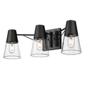 Metal/Glass Ryker Vanity in Matte Bath Golden Black/Clear 3-Light Lighting