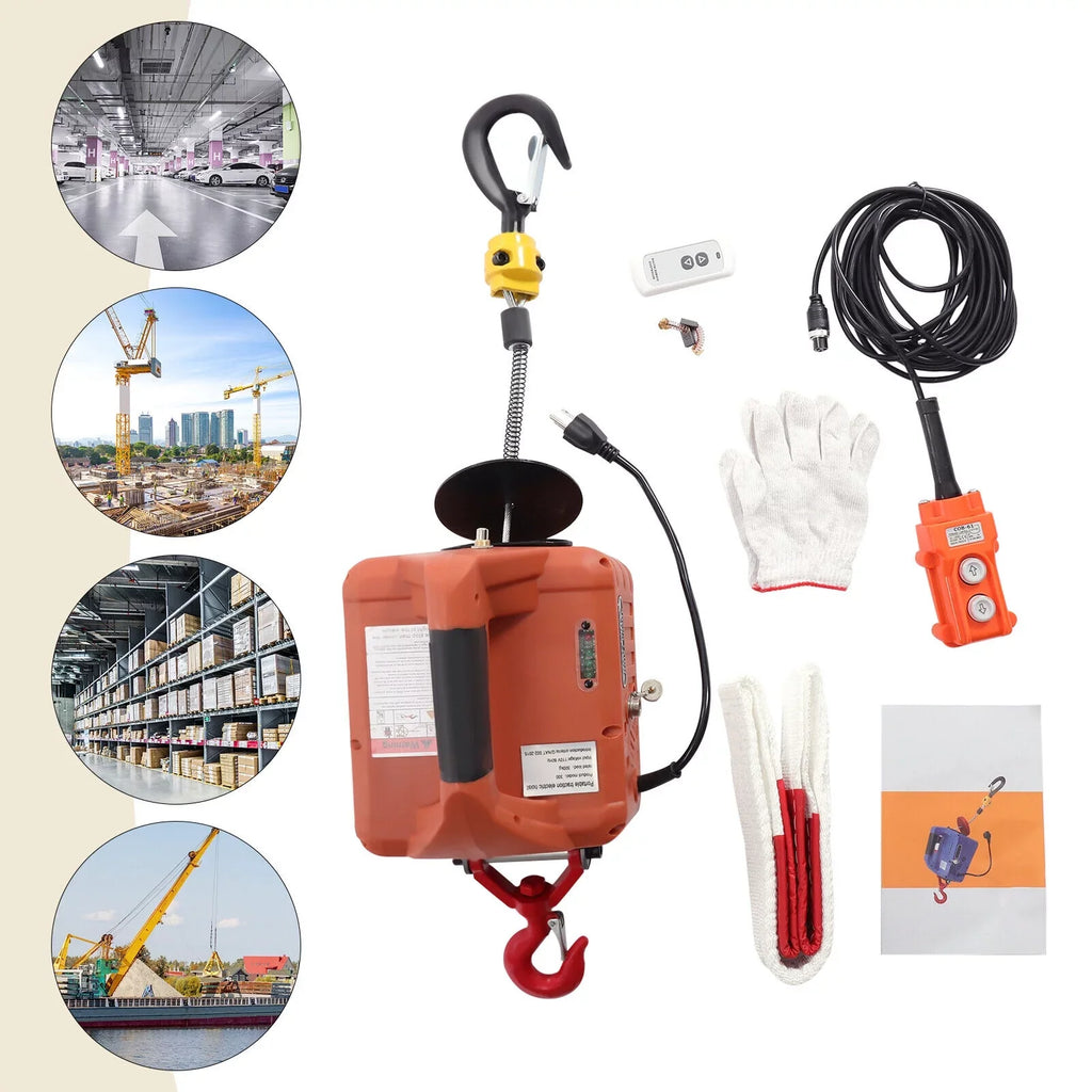 Winch Electric Hoists Remote Lift Wireless Portable TFCFL Crane 3in1 1100lbs