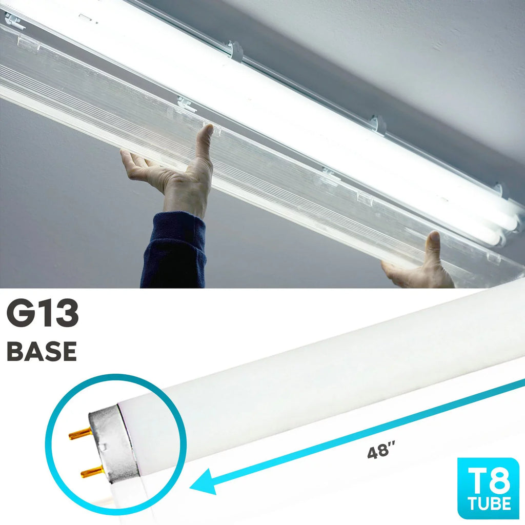 Medium G13 Bright Luxrite Bulb, 32W Fluorescent Inch White, Lumens, Bi-Pin LR20734, 12-Pack Tube T8 2800 Base, Light 5000K F32T8/850 48