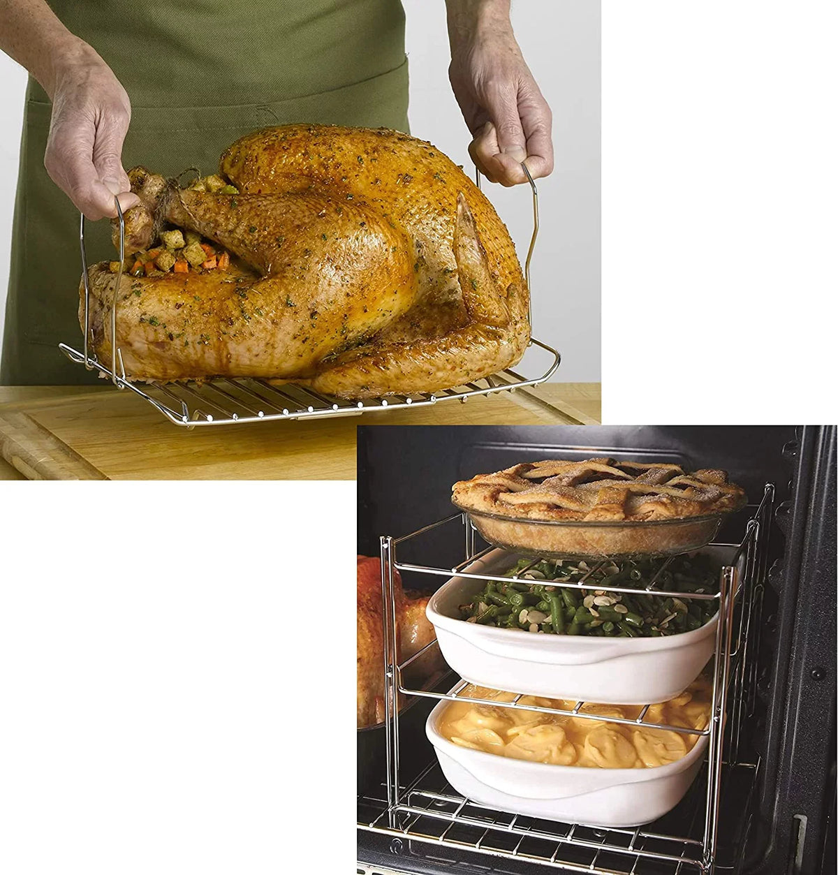 Roasting & & Turkey (1) Lifter Space Turkey Includes Rack Roasting Saving Multiple Rack And Baking Rack Oven Lifter 3-Tier KOVOT Oven Tasks | Collapsible Oven (1) Rack For |