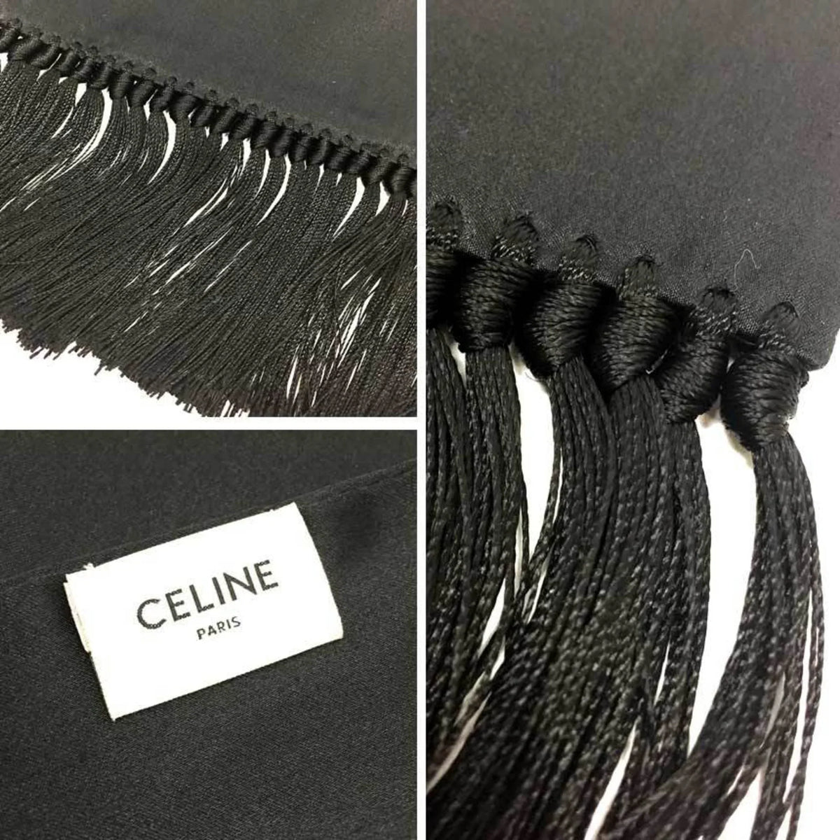 Black Celine Long Pre-Owned aq9190 Silk Scarf CELINE Stole (Good) Muffler