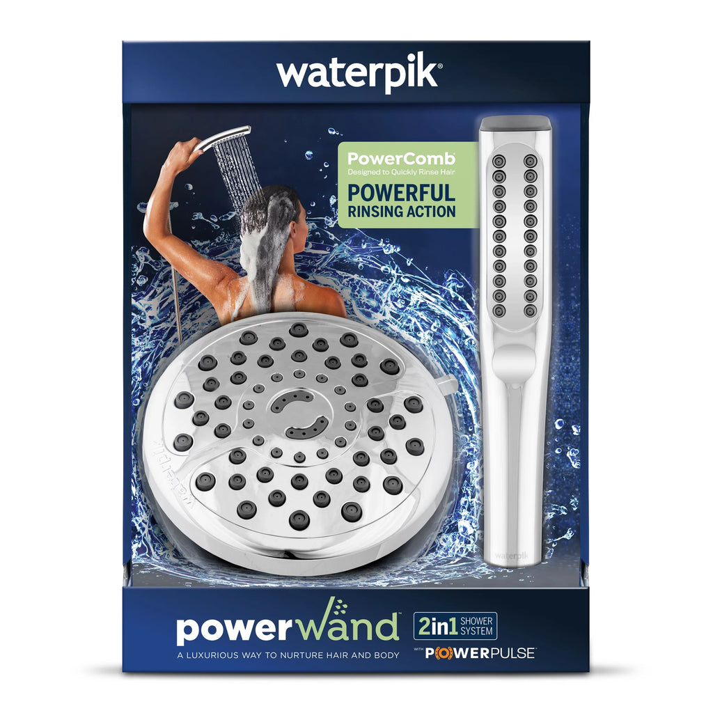 PowerWand Shower Spa PowerPulse Chrome, Combo Waterpik with Massage, XIB-633E-SBX-183ME
