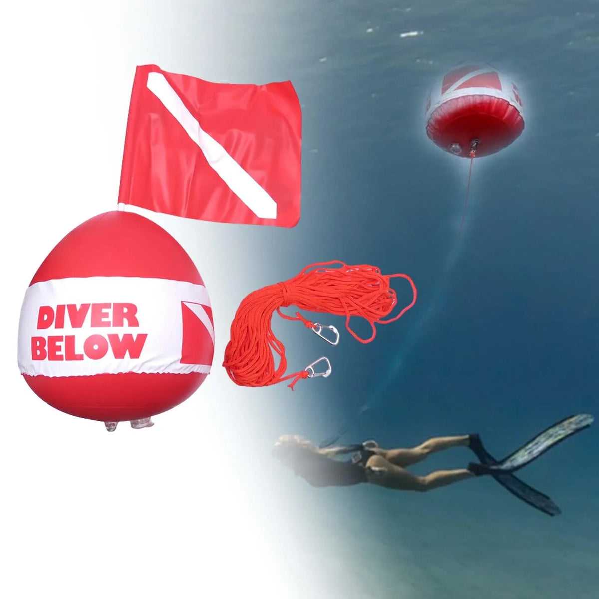, Dive Visibility Float AMLESO Surface Float Buoy ing, Dive Flag Flag Diving, High Floater Inflatable Fishing for