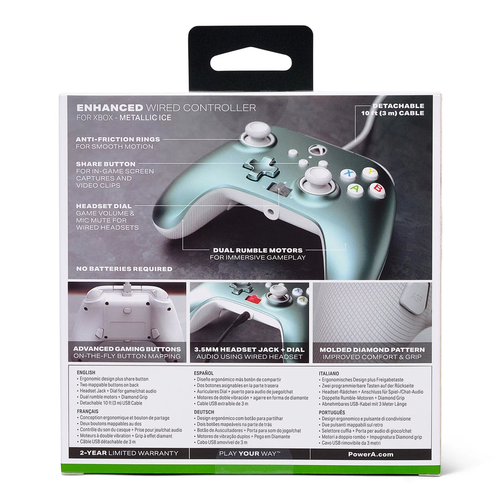 Controller PowerA - for Wired Ice Metallic Enhanced X|S Series Xbox