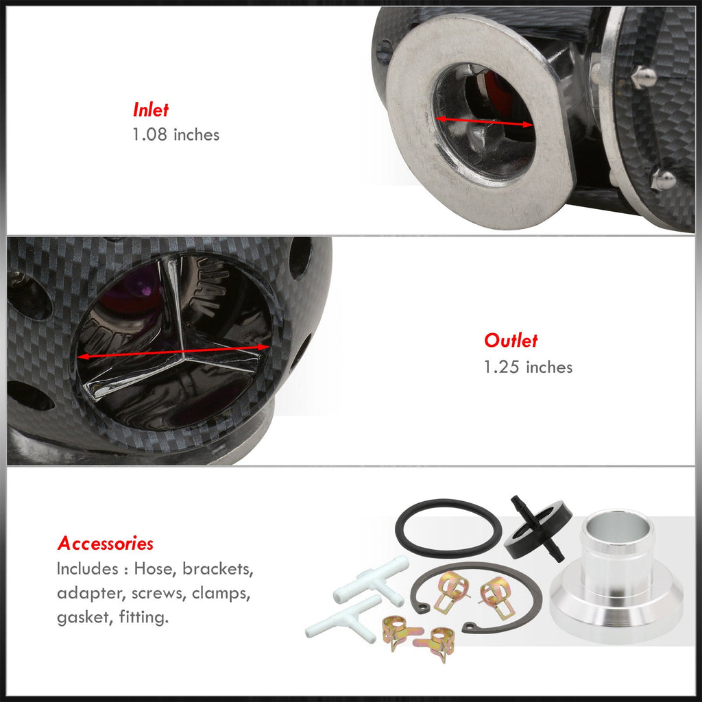Blow Turbo (Carbon O-Ring design - Kit BOV Valve Turbocharger + SQV Billet Fiber) Weldable Off Aluminum Charger Universal Flange Adapter