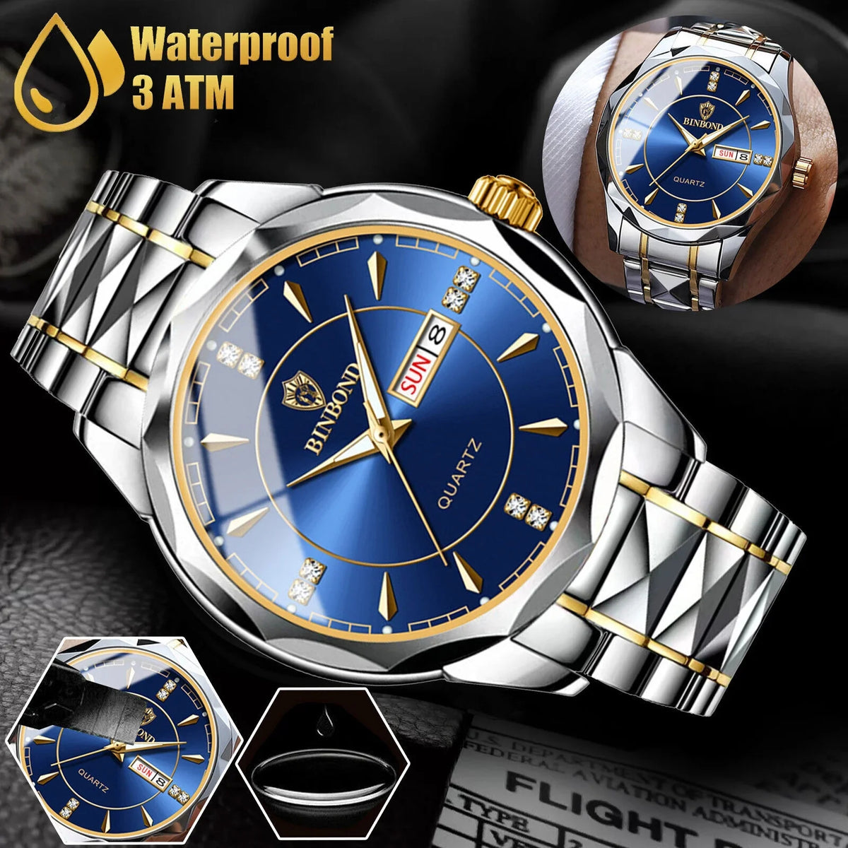 Steel Luxury Quartz Men's Stainless Classic Watch Luminous Waterproof Business