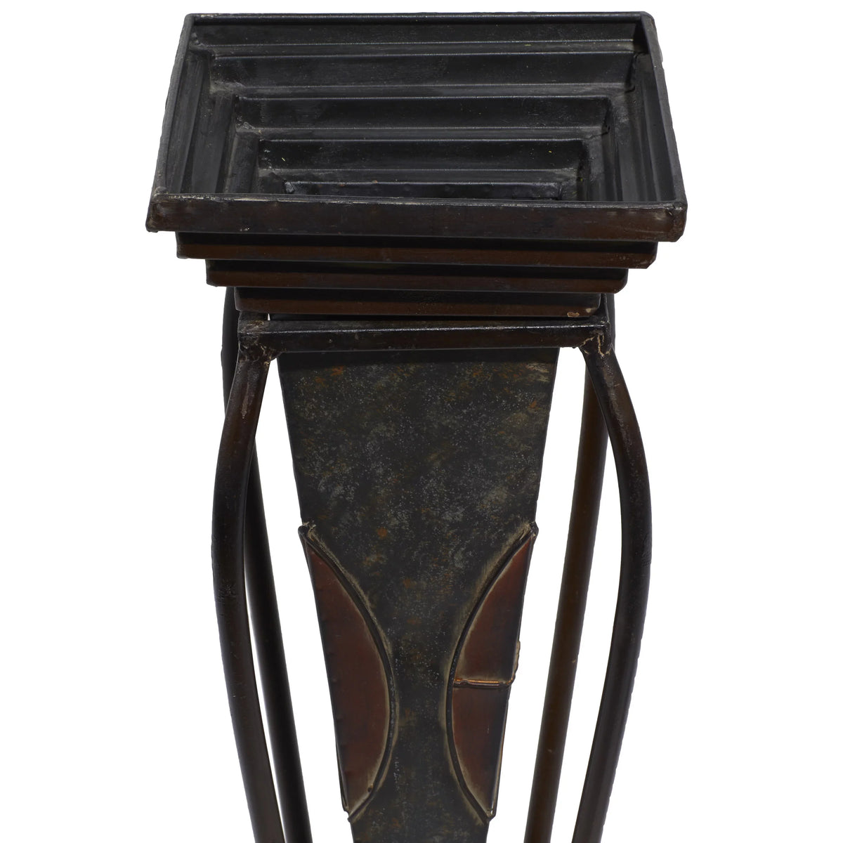 Metal exterior DecMode Brown Count) 30", with Scroll 28"H Stand Planter (2 Indoor