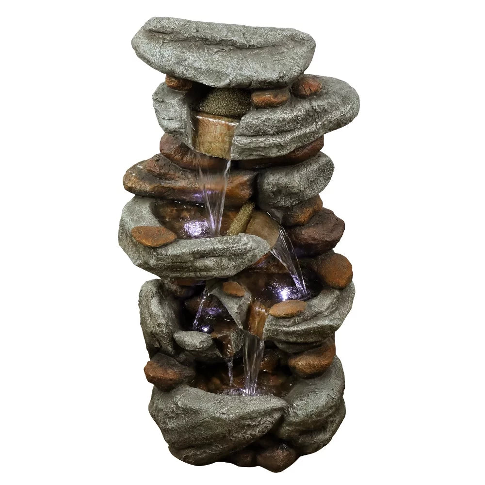 Patio 30-inch Home, Garden, Feature LED exterior with Decor liquid Cascading for Lights High liquid Deck and Fountain -