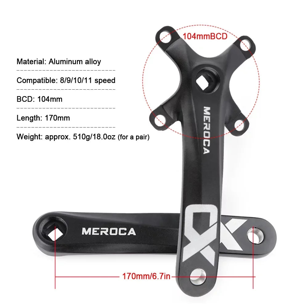 Alloy Set for Mountain Crankset, Enthusiasts 170MM Speed 8/9/10/11 Ideal Biking for - Single Aluminum 104 BCD Ring Crank - Bike MEROCA