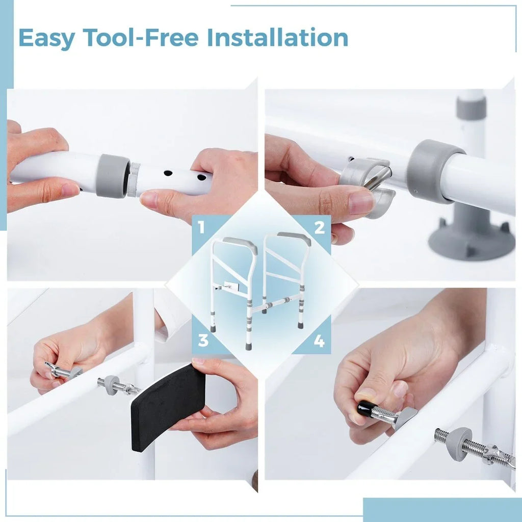 for Frame, Support Toilet Rails Elderly, Aid with Disabled, Safety Fit Toilet Non-Slip Standing Free-Assembly, Handles Adjustable Toilet Toilets Large All Safety Toilet for Mats,