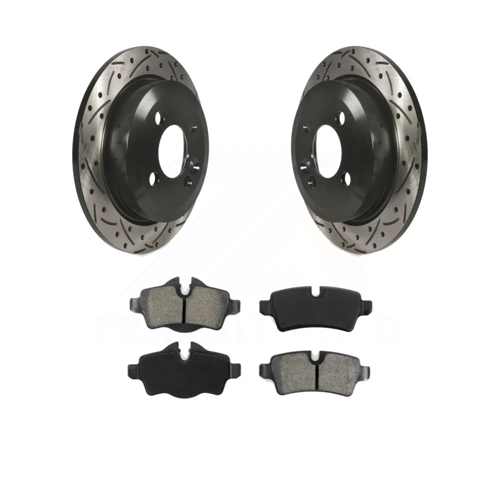 KDS-100459 Semi-Metallic Transit And - Pads Rear Kit For Auto Cooper Rotors Coated Drilled Mini Brake Disc Slotted