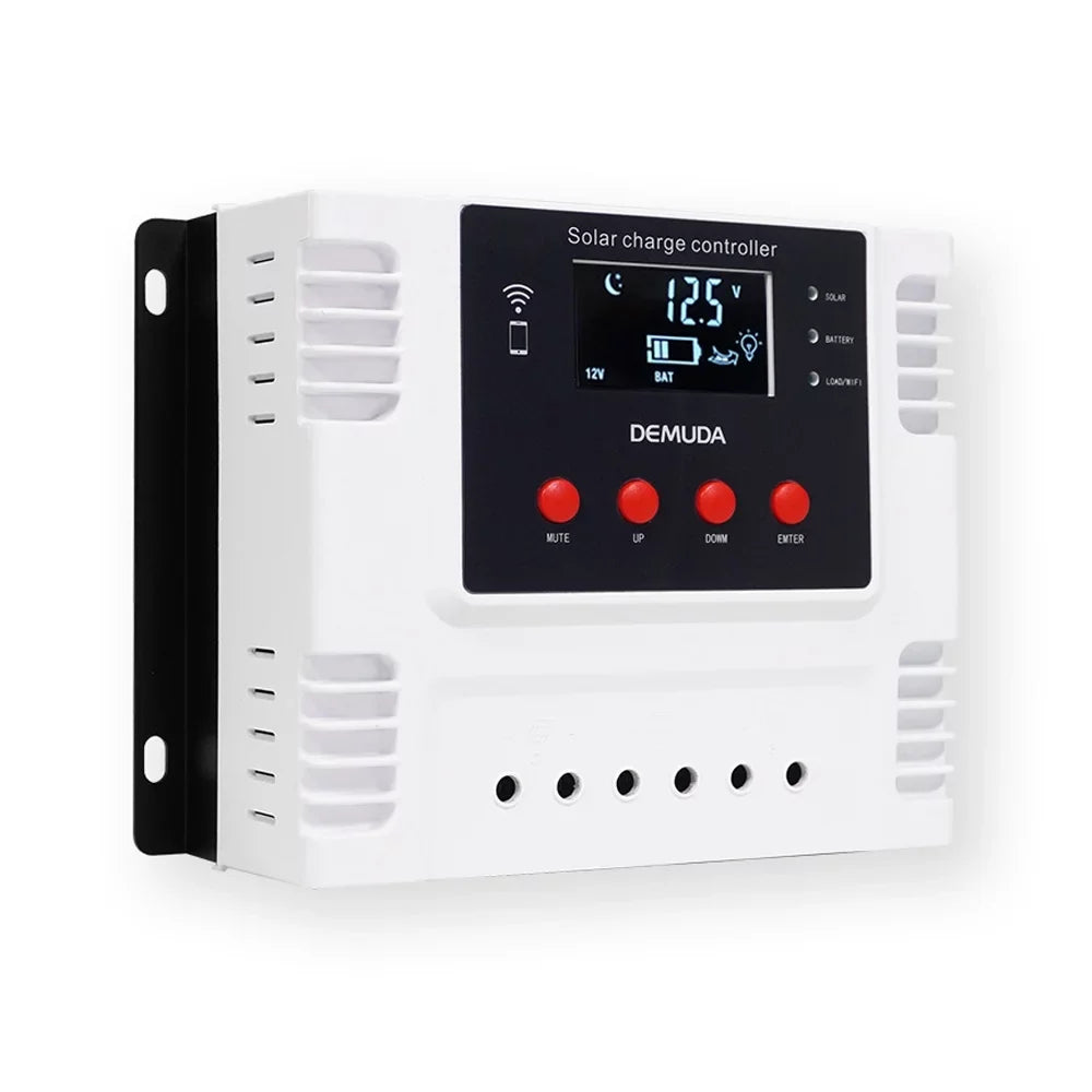 Iron Data Charger Lixada Solar Controller 12V/24V with for Ternary App Batteries Mobile LED Display Leadacid Intelligent Real-time PWM