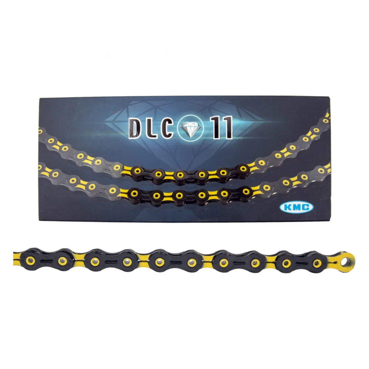 '- Black/Yellow 118 KMC 11 Chain DLC 11-Speed, Links,