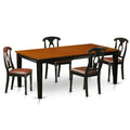 '- West Chairs, 4 Piece Cherry 5 Dining Solid Furniture QUKE5-BCH-LC & Black East Table with Set -