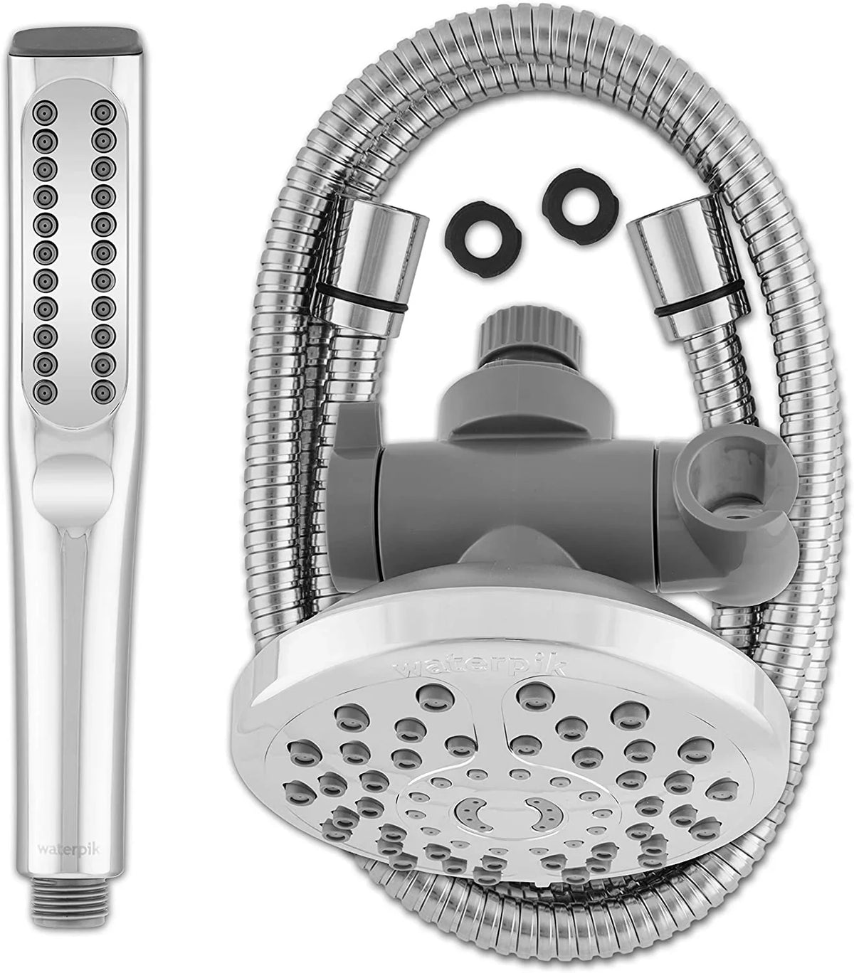 PowerWand Shower Spa PowerPulse Chrome, Combo Waterpik with Massage, XIB-633E-SBX-183ME