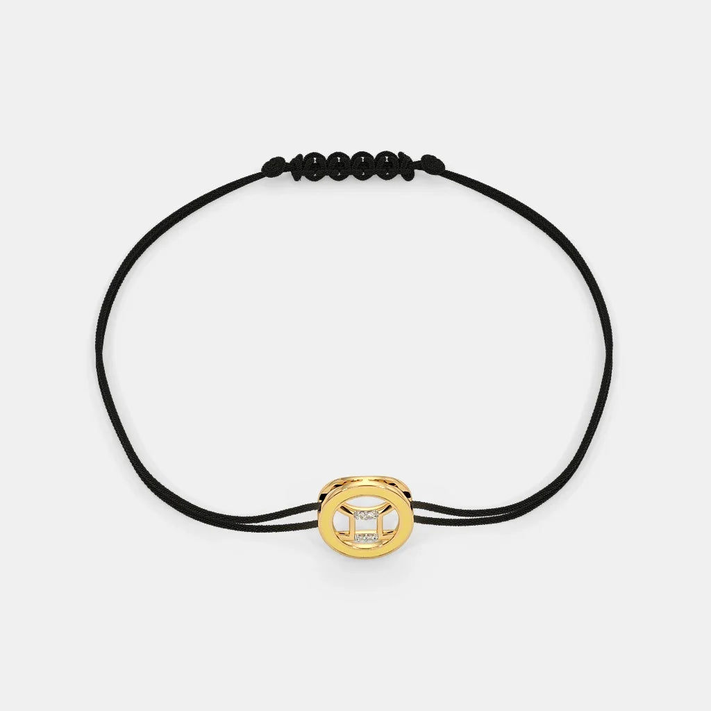 Cord Elegance INDIA Adjustable Gemini Gold Yellow 18Kt Bracelet in SILBERO Enid The -