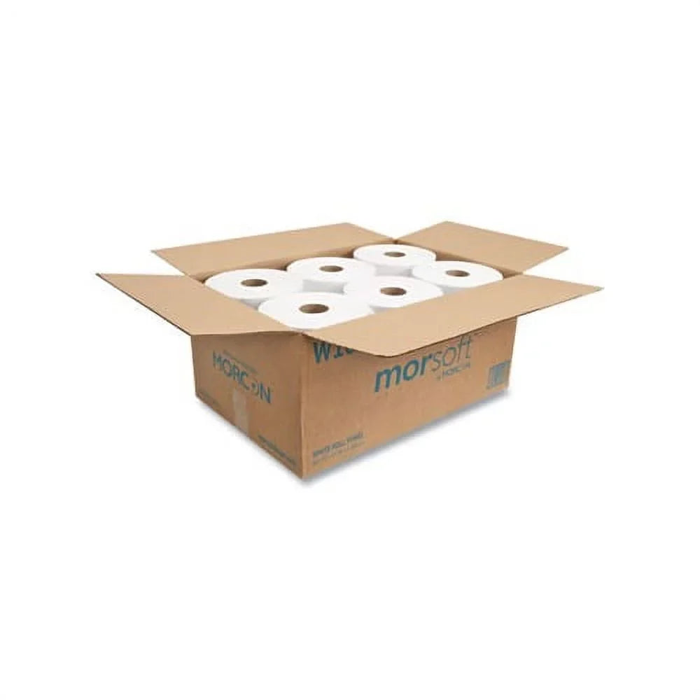10" MORCON TISSUE 10 Towels Roll 6 x 1-Ply, Rolls/Carton White, Inch 800 ft,