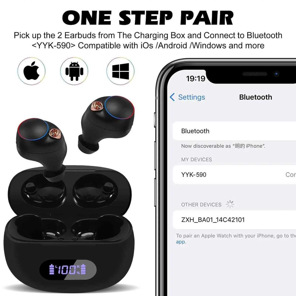 '+ Wireless Dual IPX5 Case, Pro Connection, Water Bluetooth Balanced, Earbuds Compatible Lenovo Bass Connect, Bluetooth 5.2 Black, Boost K12 Charging UrbanX Resistance, with True