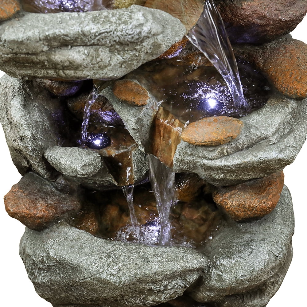 Patio 30-inch Home, Garden, Feature LED exterior with Decor liquid Cascading for Lights High liquid Deck and Fountain -